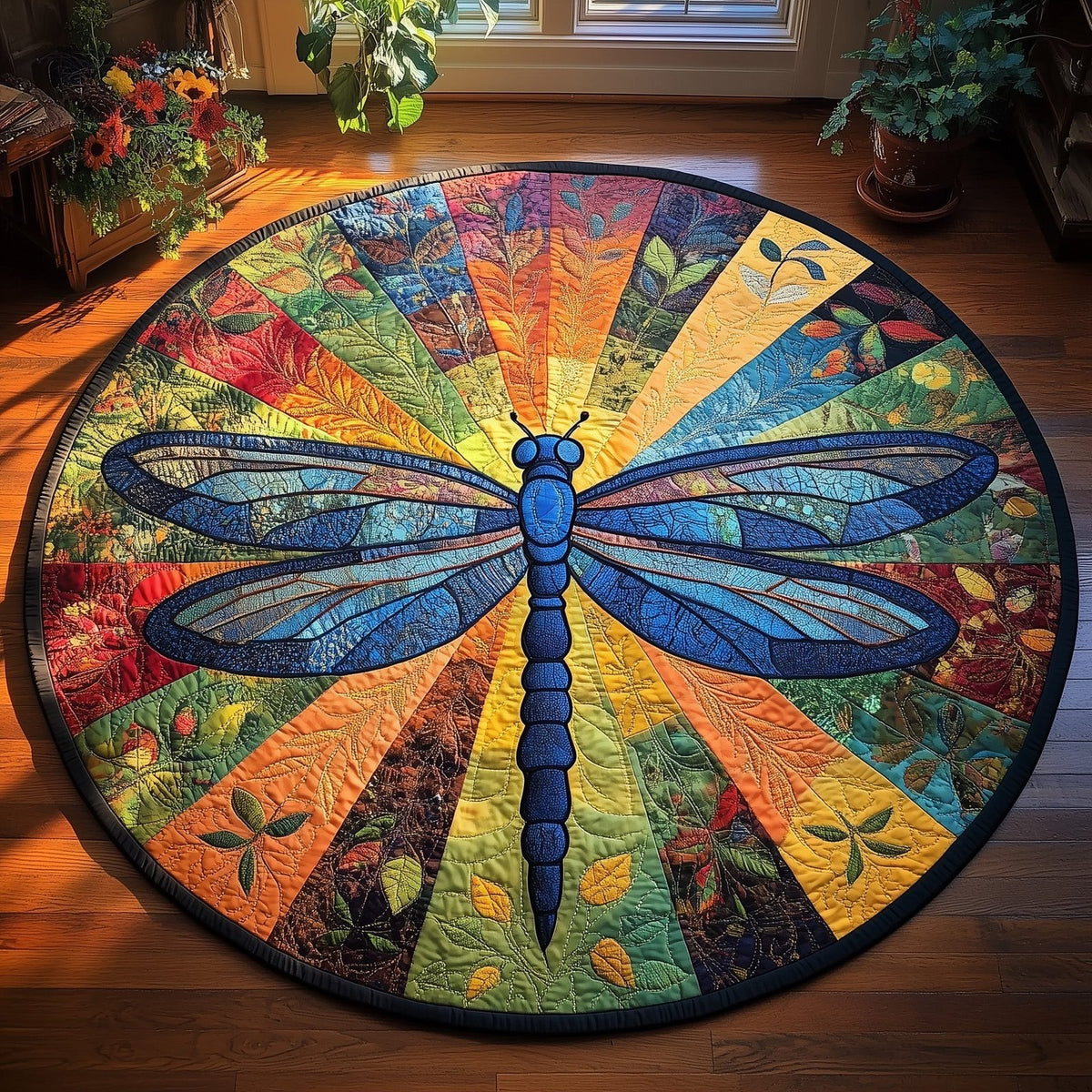 Dragonfly Round Mat Rug - washable non-slip printed rug