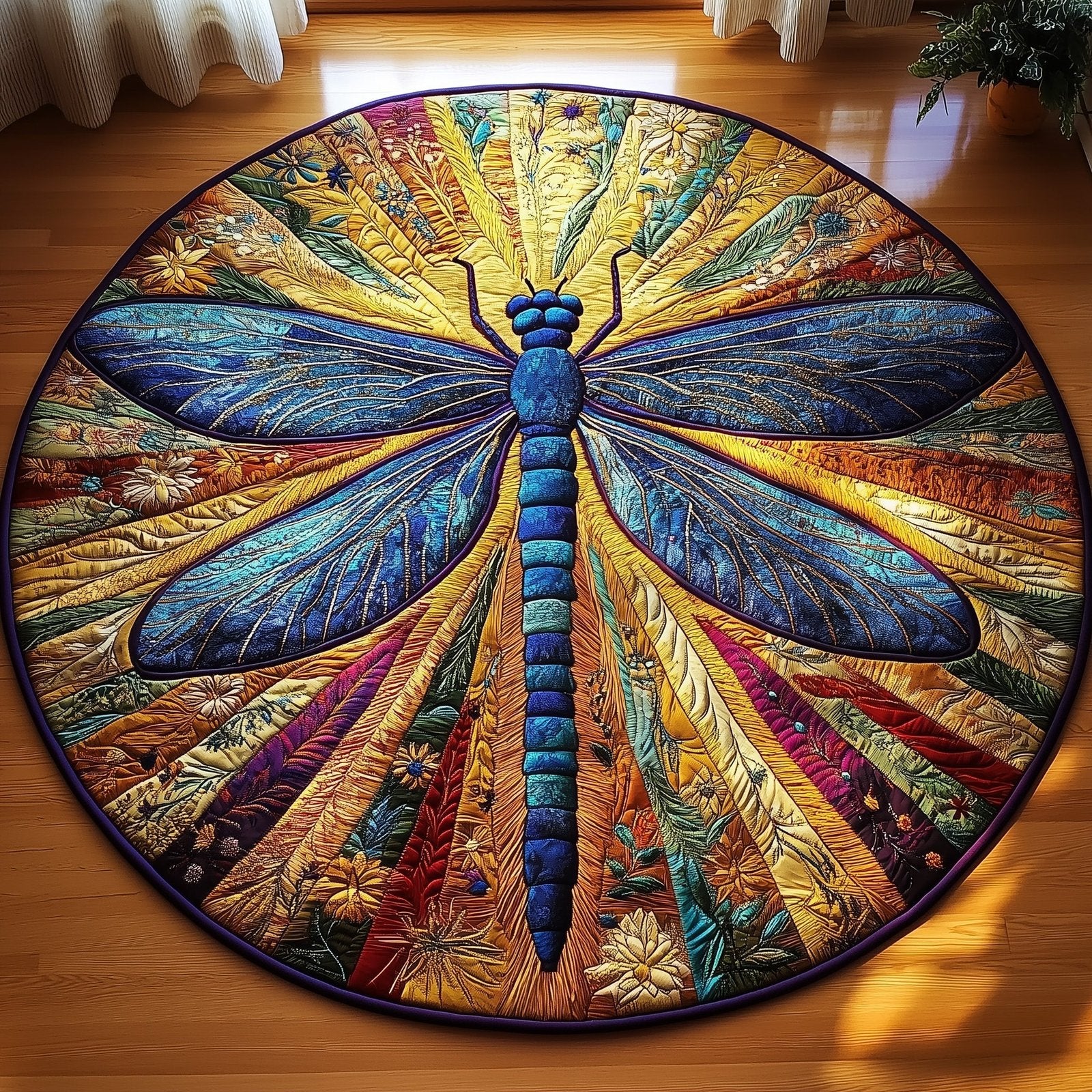 Dragonfly Round Mat Rug - Nature Design | Serene Home Decor