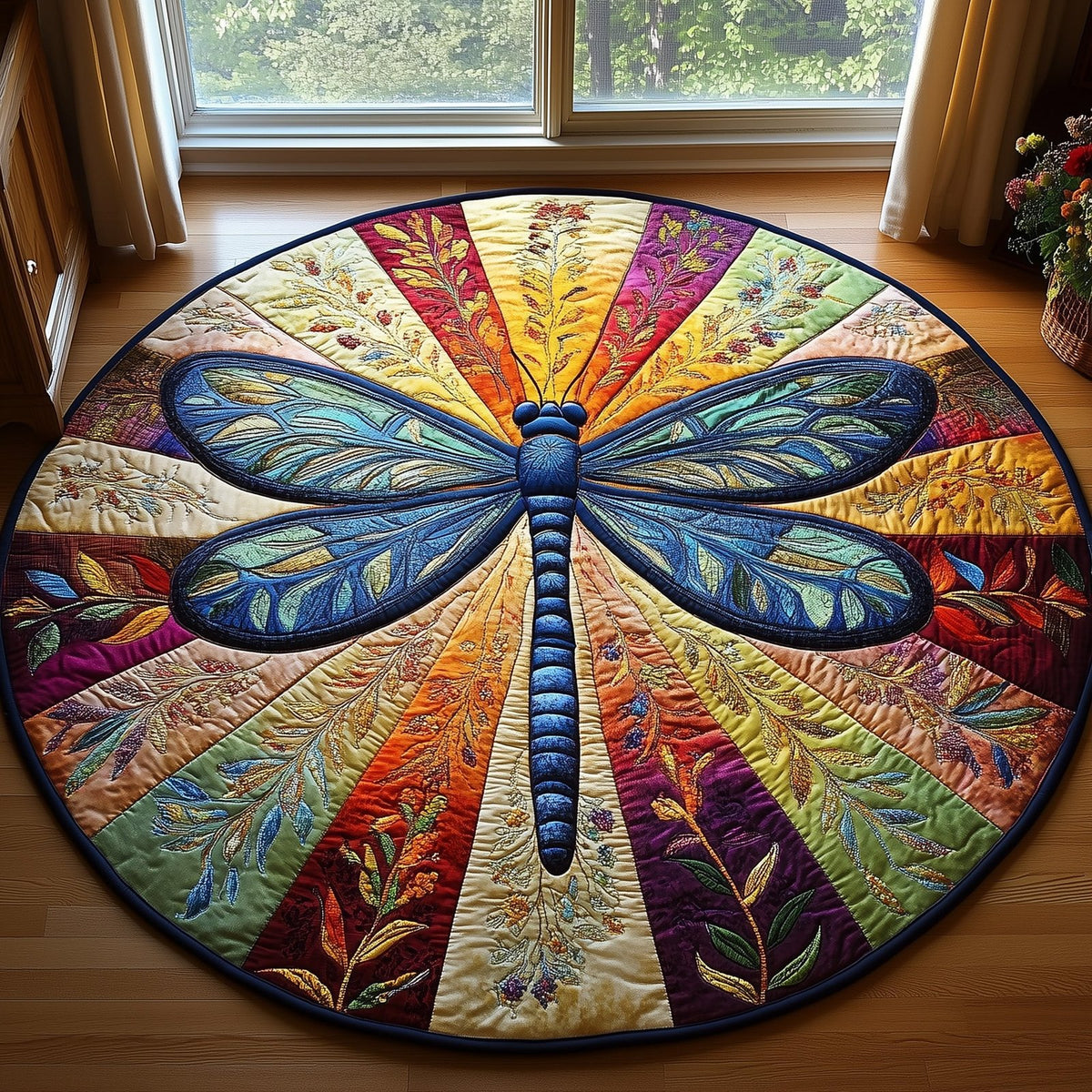 Dragonfly Round Mat Rug - Nature Design | Serene Home Decor