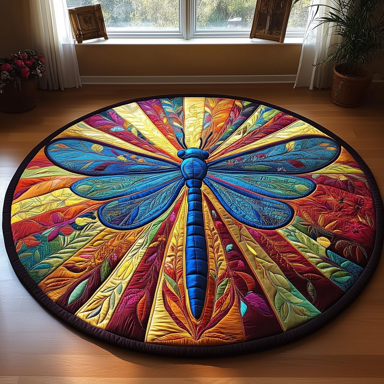 Dragonfly Round Mat Rug - Nature Design | Serene Home Decor