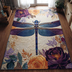 Dragonfly Whisper area rug in a living room