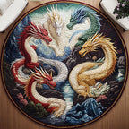 Dragons Breath Round Mat Rug - washable non-slip printed rug