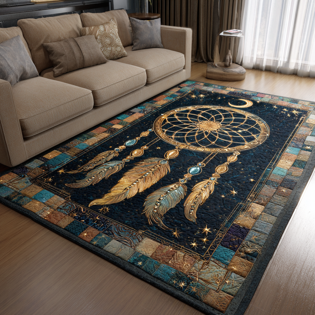 Dreamcatcher Glow area rug in a living room