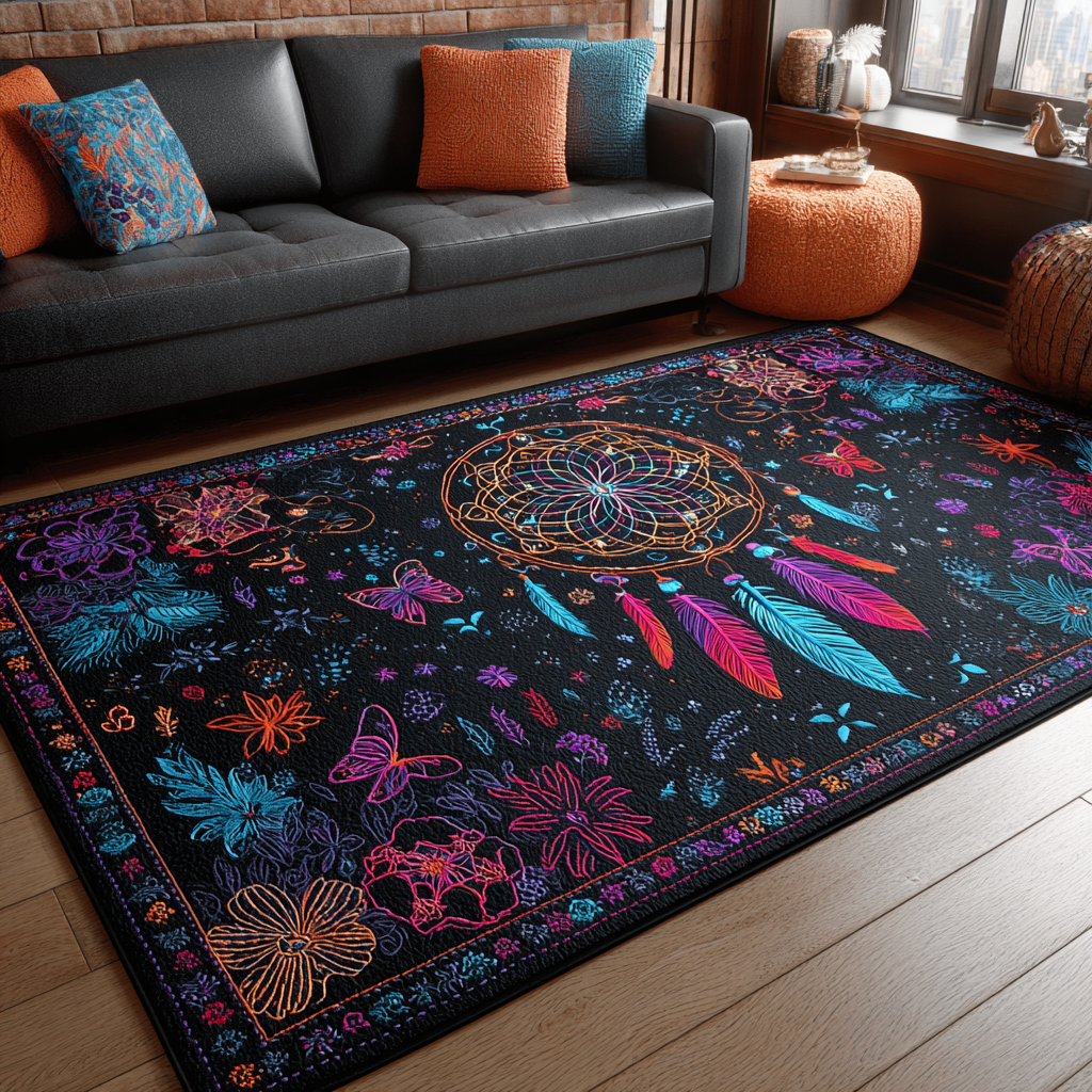 Dreamcatcher Spirit area rug in a living room