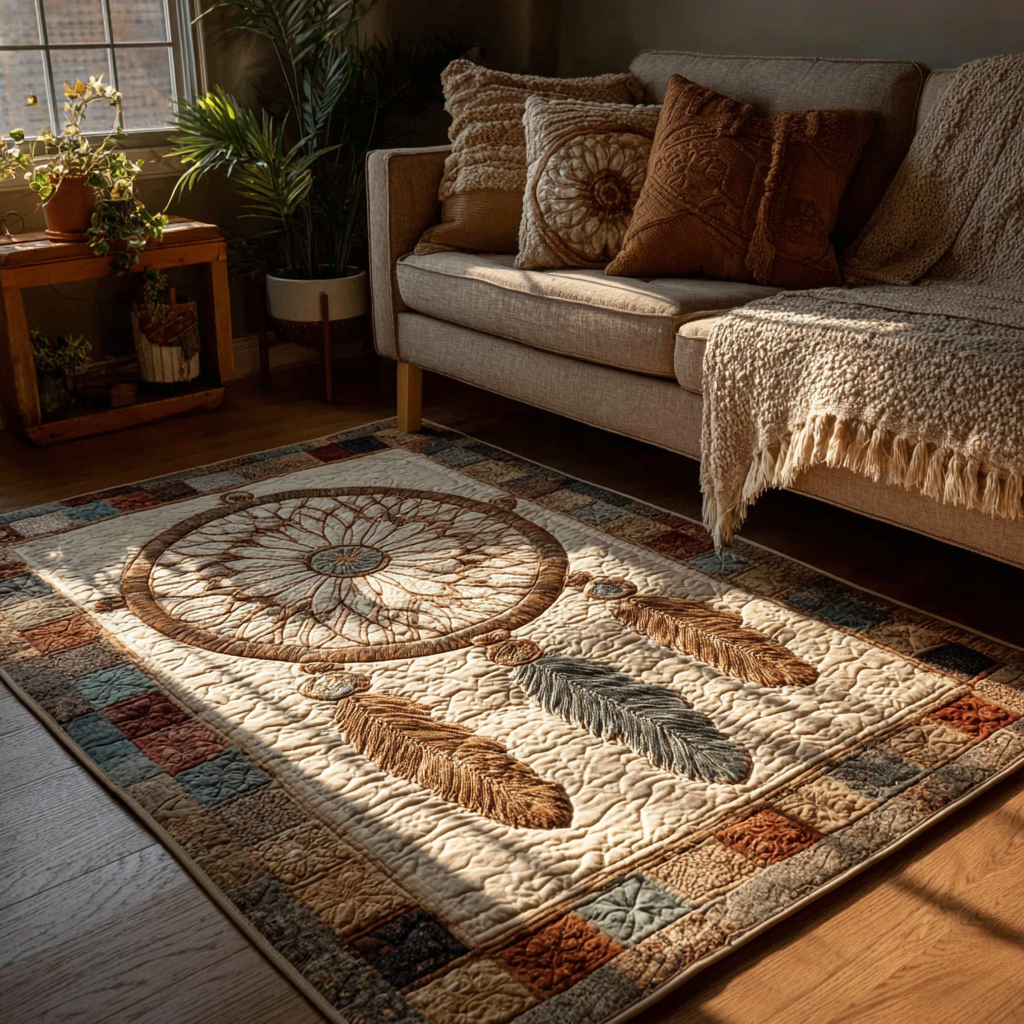 Dreamcatcher Whisper area rug in a living room
