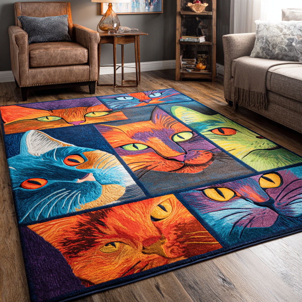 Dreamy Cat Tales area rug in a living room