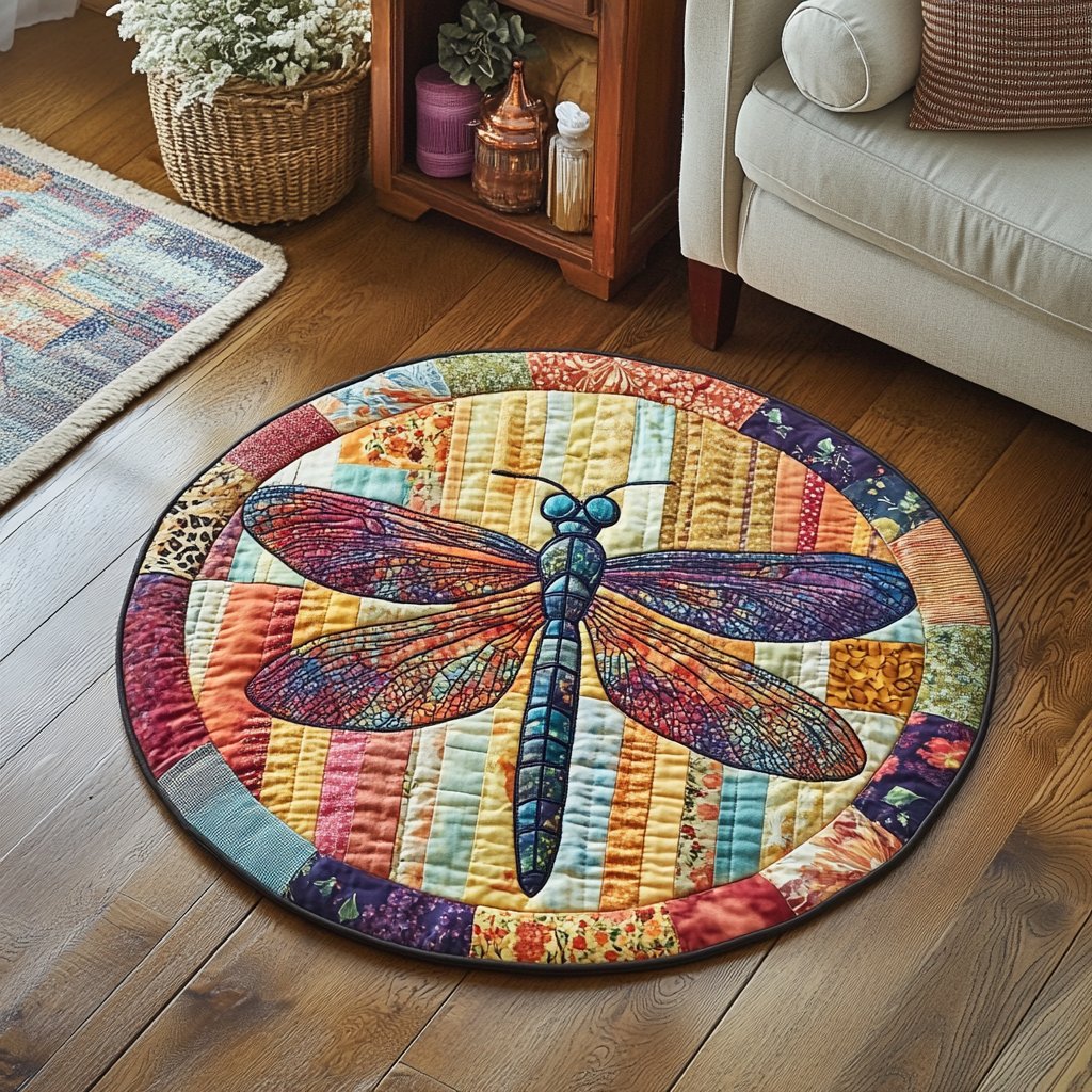 Dreamy Flight Round Mat Rug - washable non-slip printed rug
