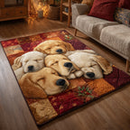 Dreamy Golden Retriever area rug in a living room