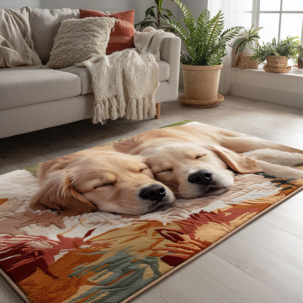 Dreamy Goldie area rug in a living room