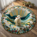Dreamy Lamb Round Mat Rug - washable non-slip printed rug