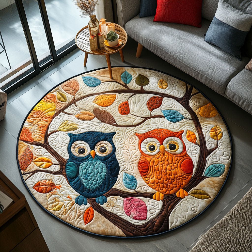 Dreamy Owls Round Mat Rug - washable non-slip printed rug