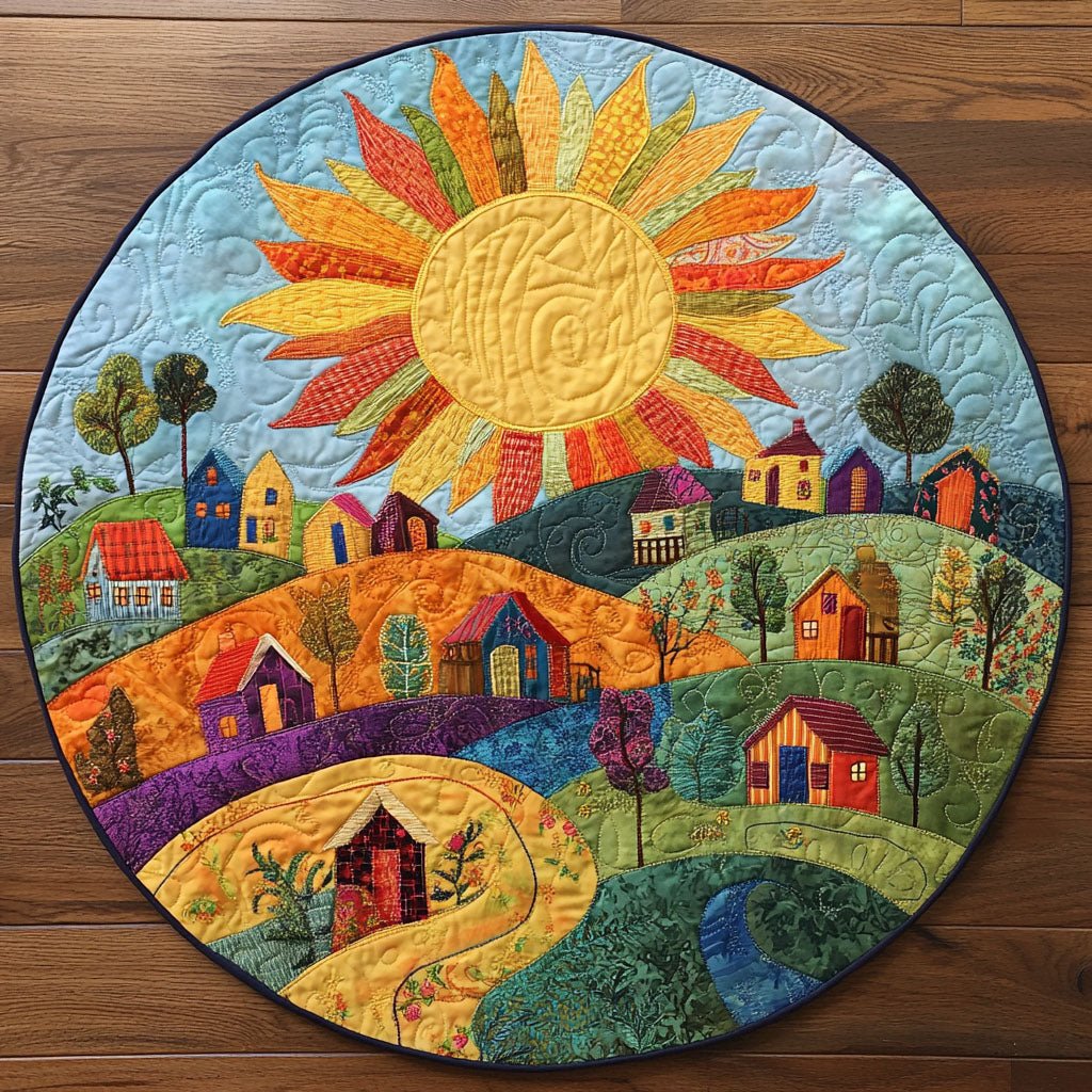 Dreamy Rise Round Mat Rug - washable non-slip printed rug
