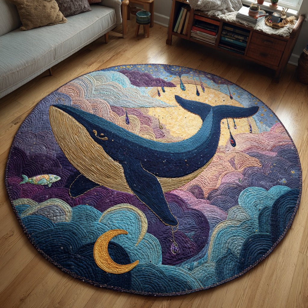 Dreamy Whale Round Mat Rug - Nature Design | Serene Home Decor