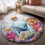 Drift Bottle Round Mat Rug - washable non-slip printed rug