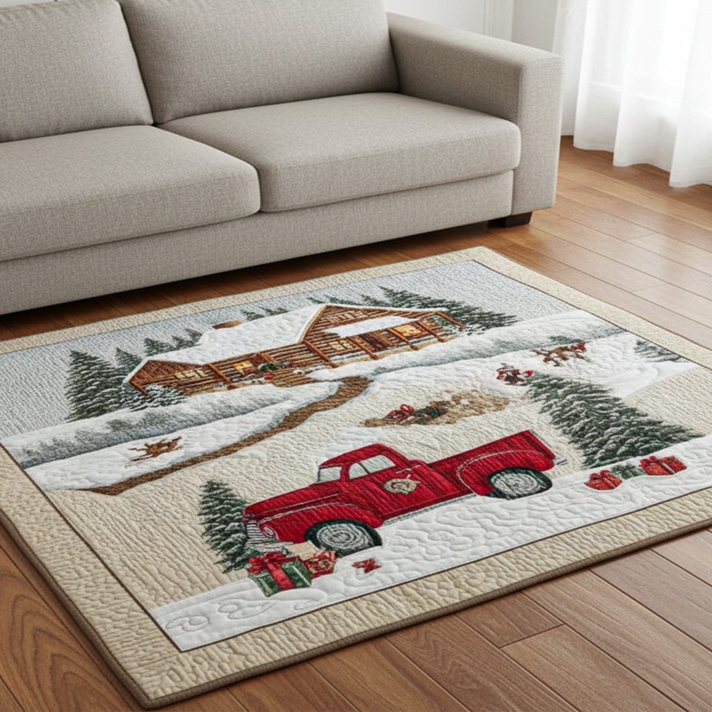 Drifting Snow area rug in a living room