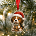 Drinking Beagle Adorable Christmas Ornament