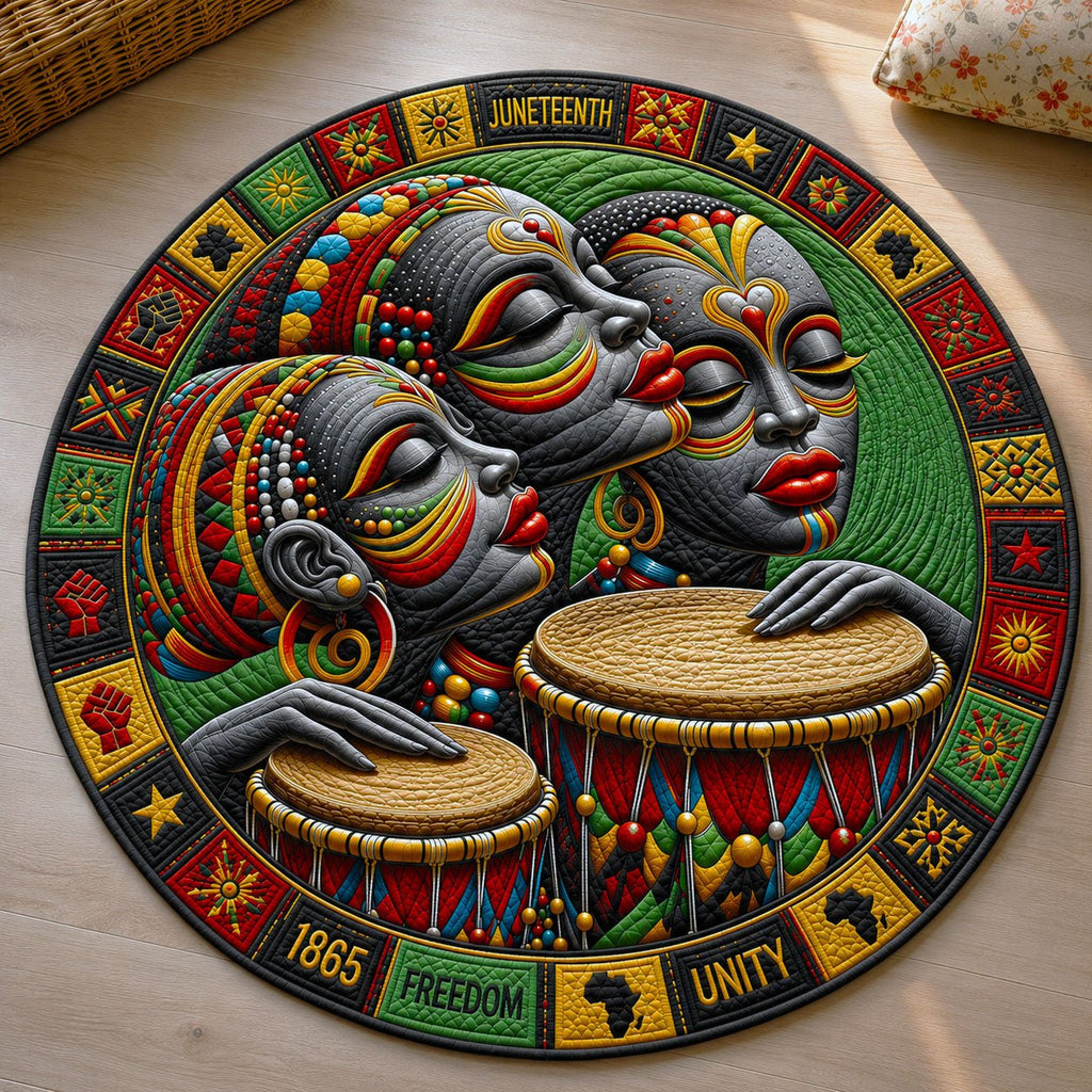 Drums of African Sisterhood Round Mat Rug - Nature Design | Serene Home Decor