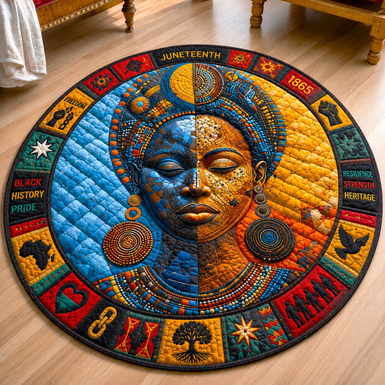 Dual Tones of Heritage Round Mat Rug - washable non-slip printed rug