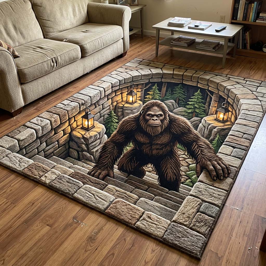 Dungeon Beast area rug in a living room