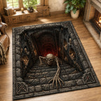 Dungeon Chain Descent area rug in a living room