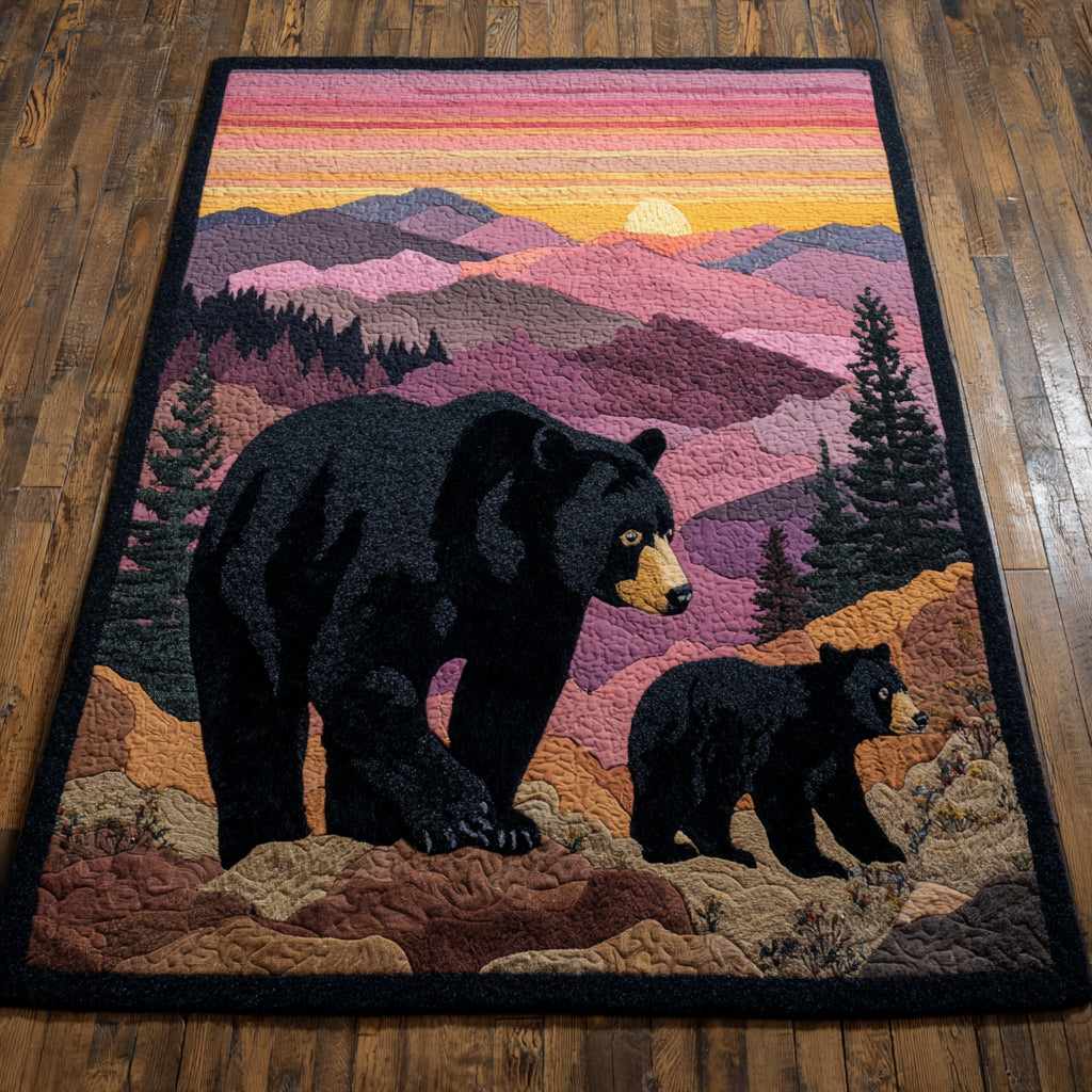 Dusk Bear Wanderer area rug in a living room