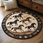 Dusty Plains Round Mat Rug - washable non-slip printed rug