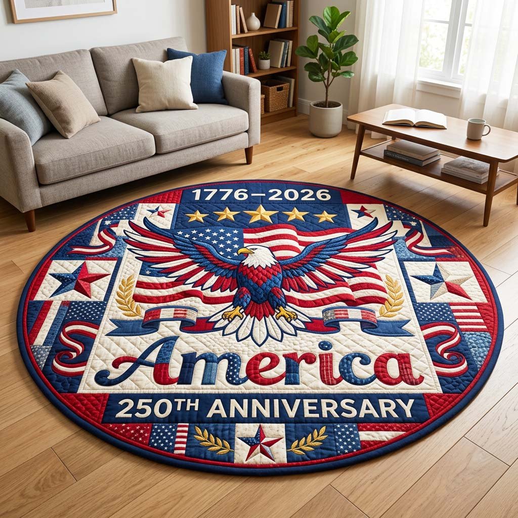 Eagle Banner Round Mat Rug - washable non-slip printed rug