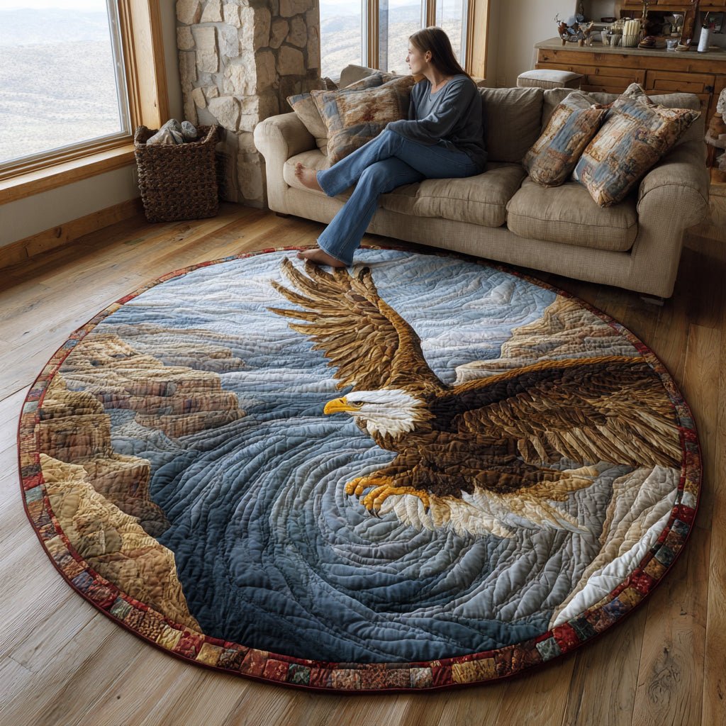 Eagle Guardian Round Mat Rug - washable non-slip printed rug