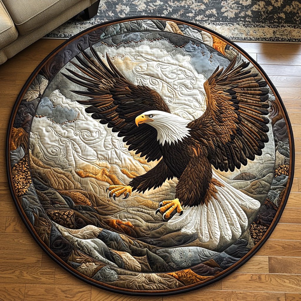 Eagle Heart Round Mat Rug - washable non-slip printed rug