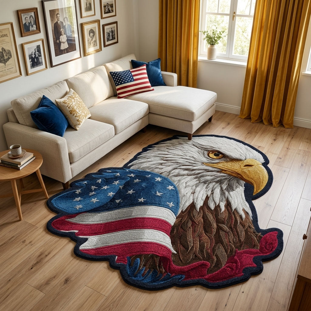 Eagle Pride Custom Shape Area Rug - Cute Animal Design | Die-Cut Non-Slip Rug - washable non-slip printed rug