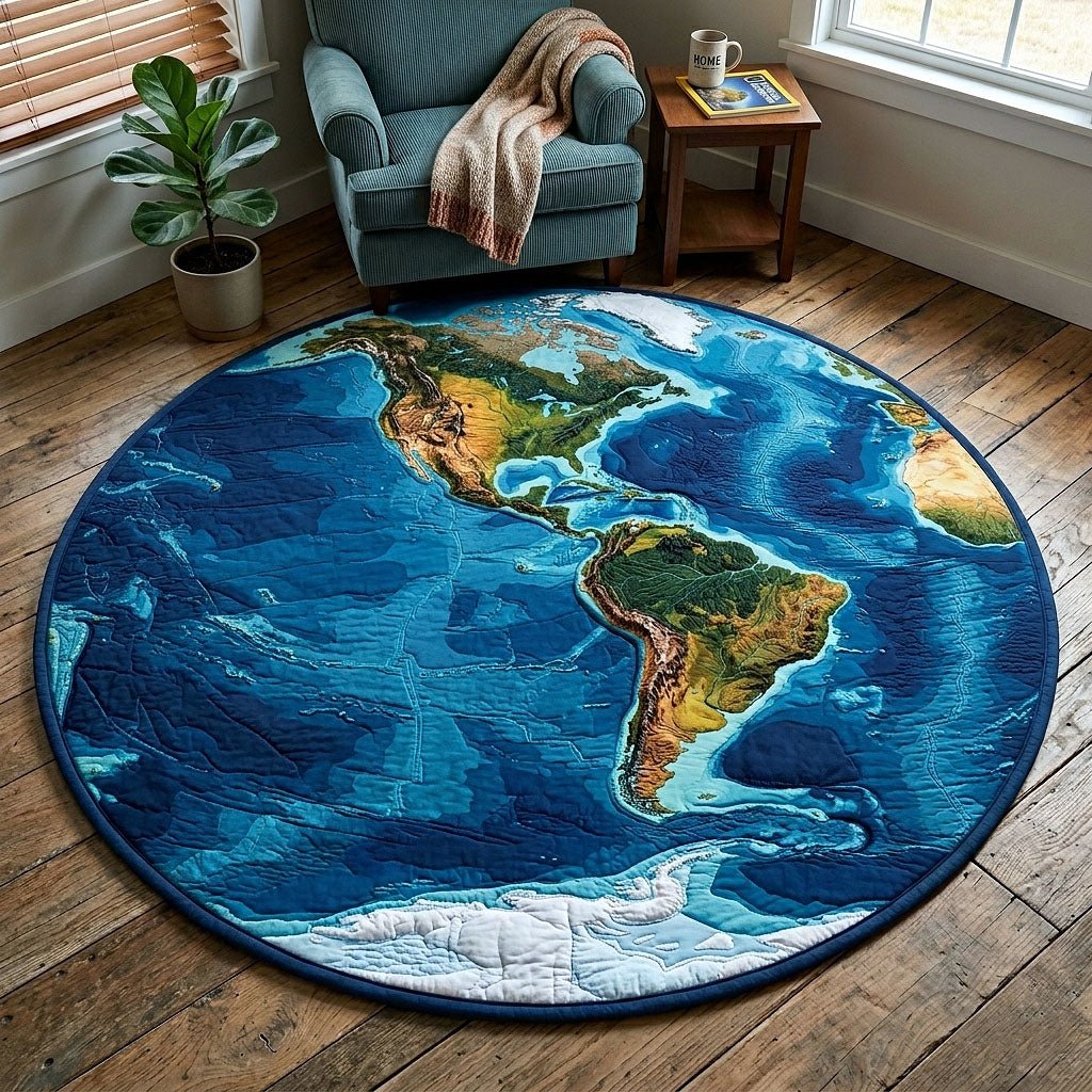 Earth Haven Round Mat Rug - washable non-slip printed rug