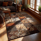 Earth Tones area rug in a living room