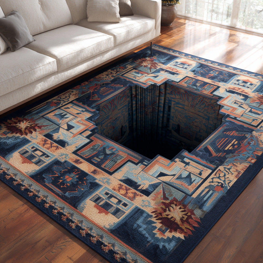 Earth Tones area rug in a living room