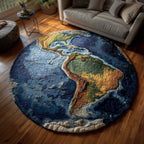 Earthbound Grace Round Mat Rug - washable non-slip printed rug