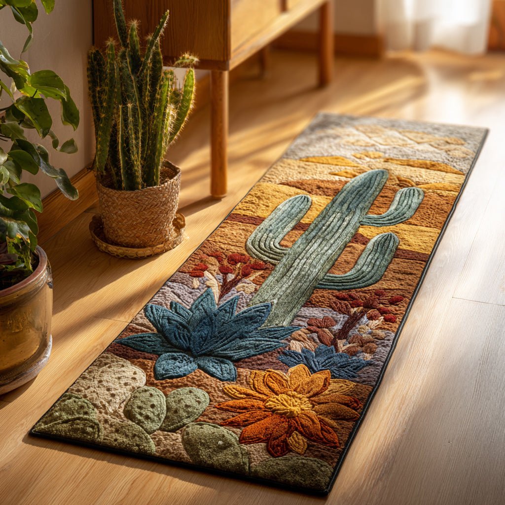 Earthy Cactus Sculpture Runner Carpet Runner Rug - Cute Pet Design | Animal Printed Runner Rug