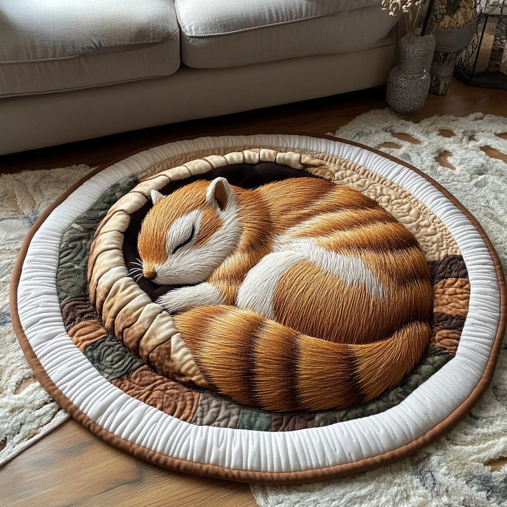 Earthy Touch Round Mat Rug - washable non-slip printed rug