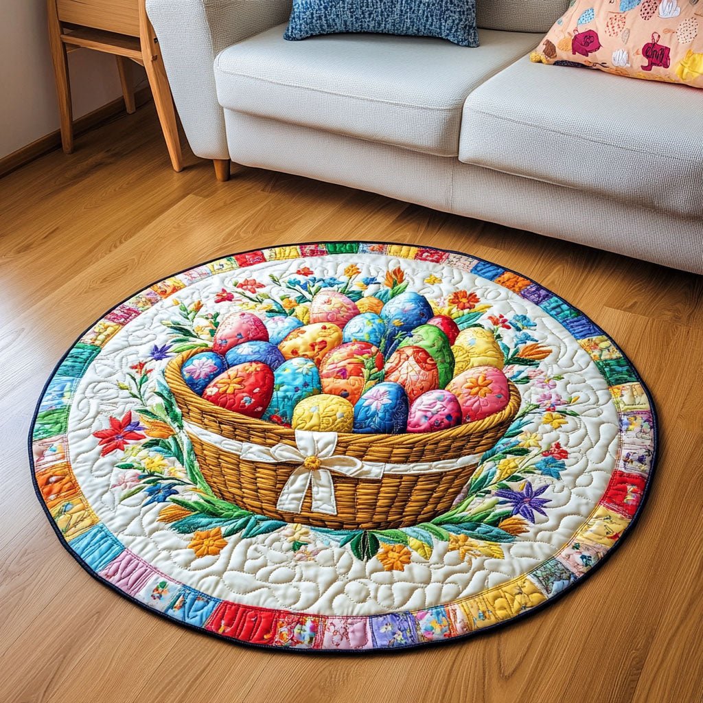 Easter Basket Round Mat Rug - washable non-slip printed rug