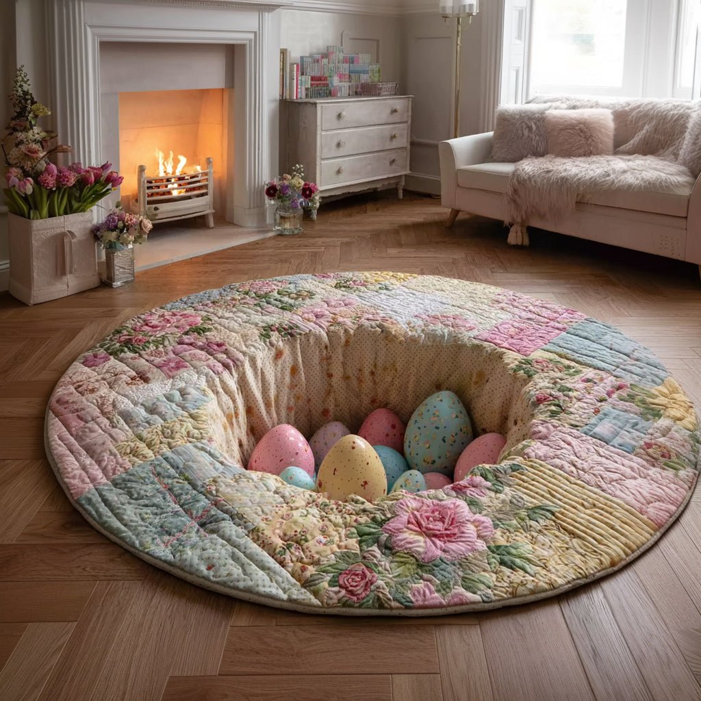 Easter Blossom Abyss Round Mat Rug - washable non-slip printed rug