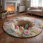Easter Blossom Abyss Round Mat Rug - washable non-slip printed rug