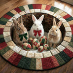Easter Bunnies Round Mat Rug - washable non-slip printed rug