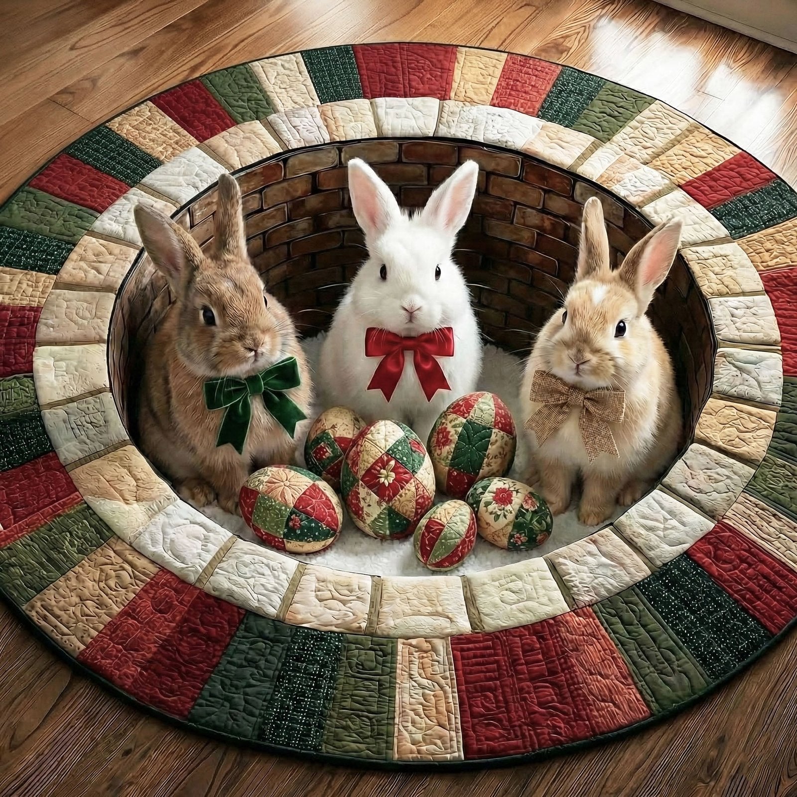 Easter Bunnies Round Mat Rug - Nature Design | Serene Home Decor