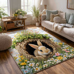 Easter Bunny area rug in a living room