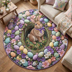 Easter Bunny Garden Quilted Round mat Round Mat Rug - washable non-slip printed rug