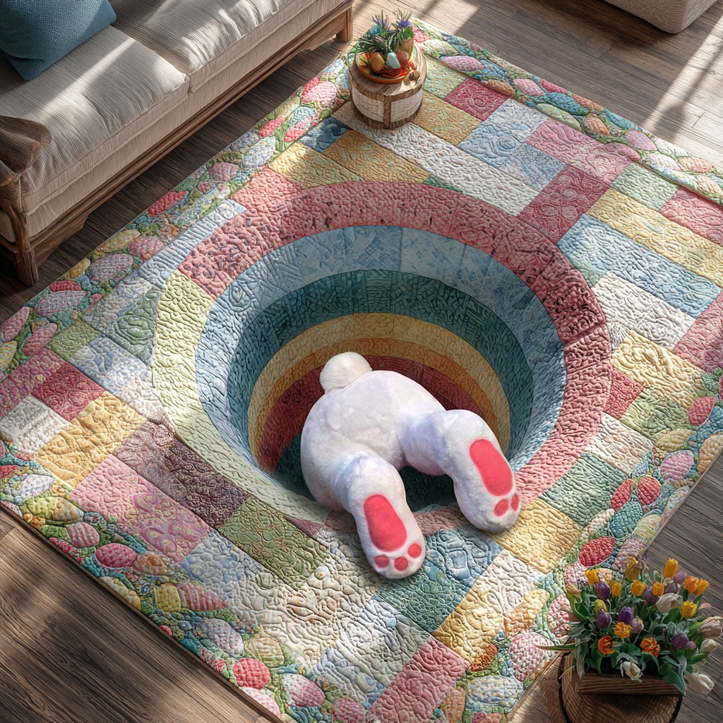 Easter Bunny Hideaway area rug in a living room