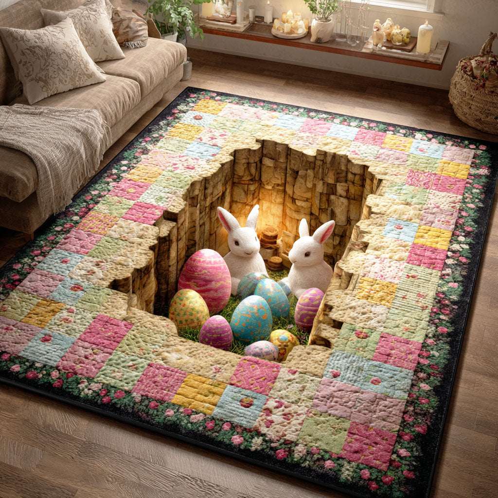 Easter Bunny Patch area rug in a living room