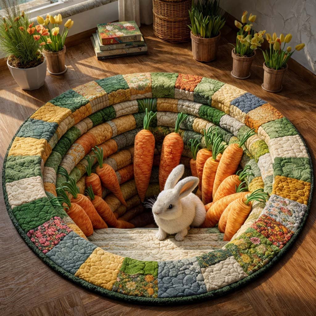 Easter Bunny Round Mat Rug - Nature Design | Serene Home Decor