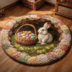 Easter Bunny Round Mat Rug - washable non-slip printed rug