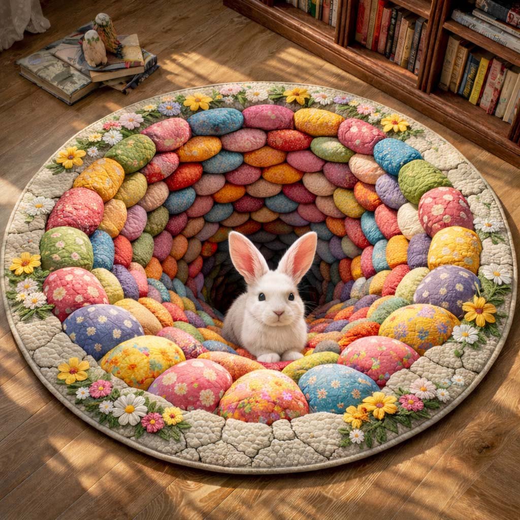 Easter Bunny Round Mat Rug - Nature Design | Serene Home Decor