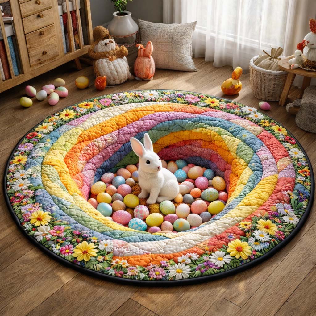 Easter Bunny (Design 6) Round Mat Rug - washable non-slip printed rug