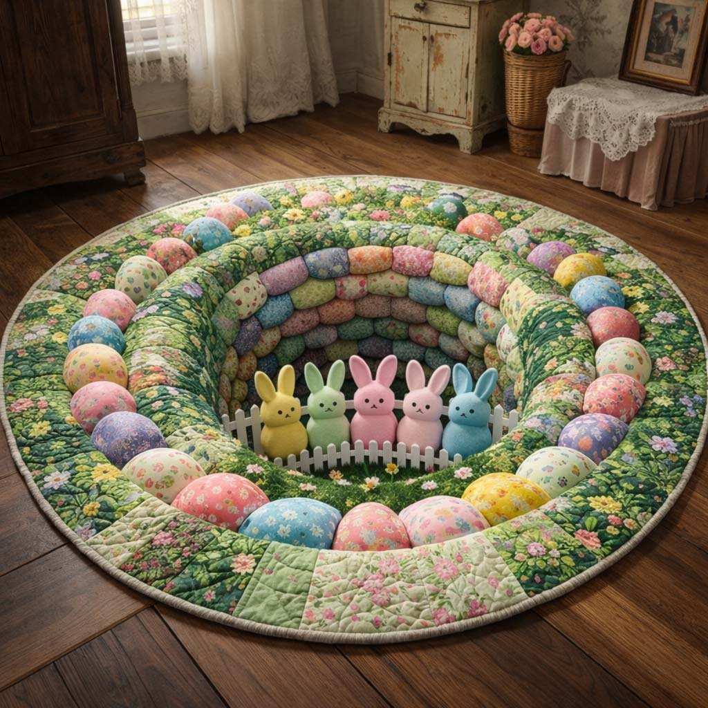 Easter Bunny Round Mat Rug - Nature Design | Serene Home Decor